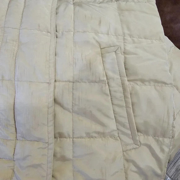 Max Mara Fur Collar Down Puffer Coat Jacket Cream Size 10 - Picture 7 of 8